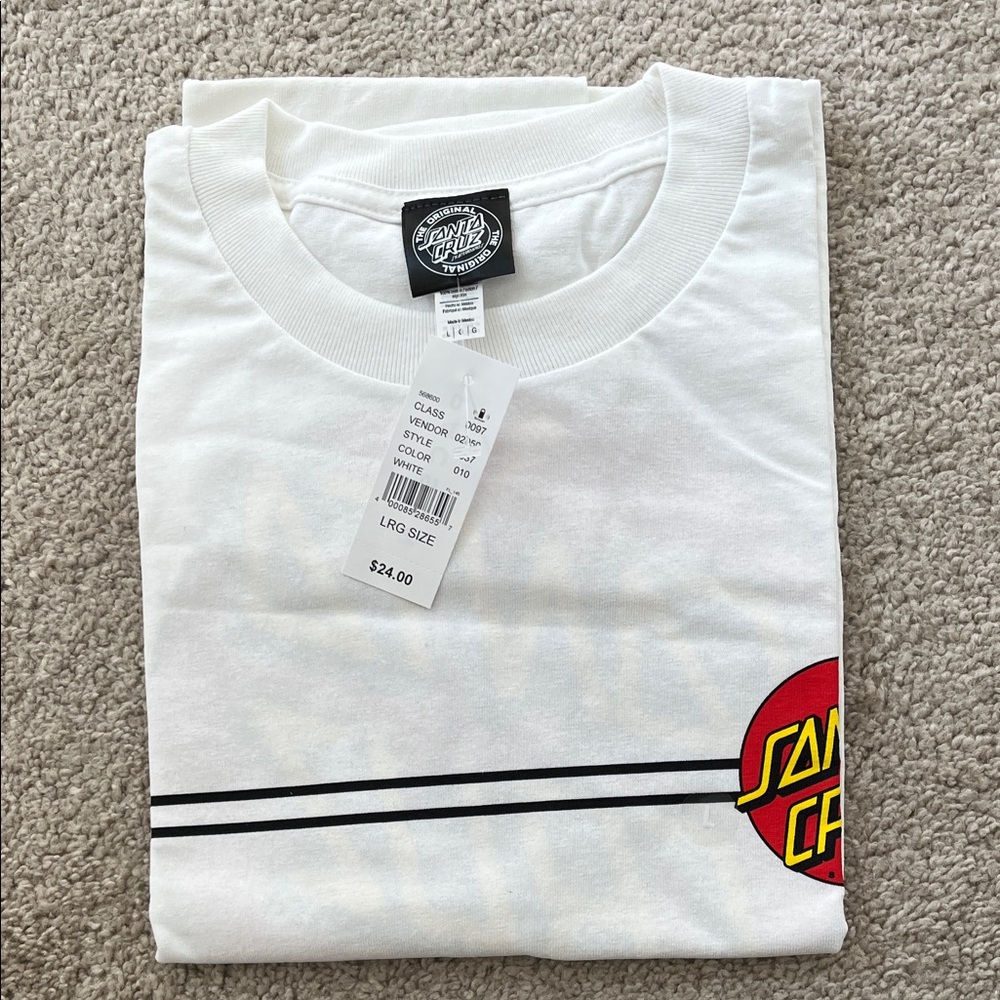 Santa Cruz Skateboards White and Red Logo Tee